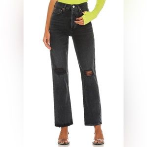 Agolde 90s Pinch Waist Distressed Black Jeans